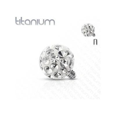 Šperky4U ozdobná kulička k dermálu titan závit TIT1121C-04 čirá