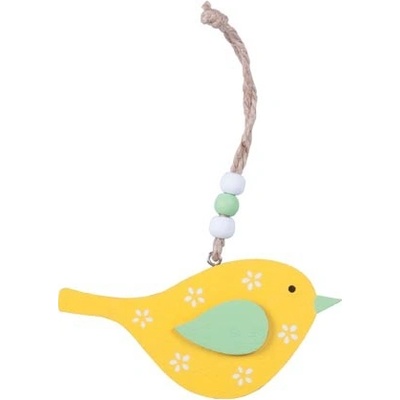 UNIPAP závěs ptáček 12cm dřevo žlutý 2221749