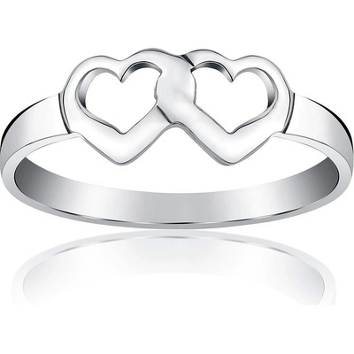 SILVEGO Stříbrný prsten dvojité srdce PRMR11433