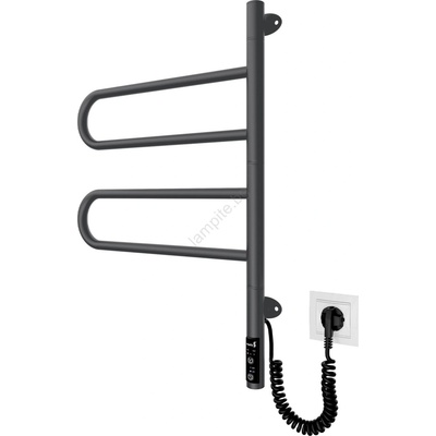 Mario Radiators Електрически въртящ се сушилник за кърпи TRISTAR 75W/230V 62, 5x44, 5 cm IP44 неръждаема стомана/черен (MR0054)