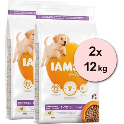 Iams Puppy Large Chicken 2 x 12 kg