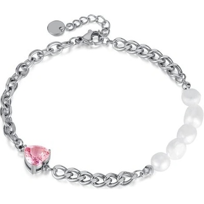Titan Jewerly náramek z chirurgické oceli se srdíčkem a perly stříbrný GS1450