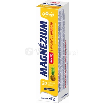 Vitar Magnézium 375 mg tabliet eff ananás 20 tabliet