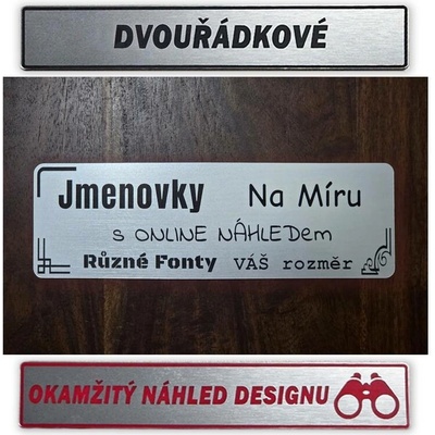 Jmenovky - cedulky na dveře - dva řádky - černý text