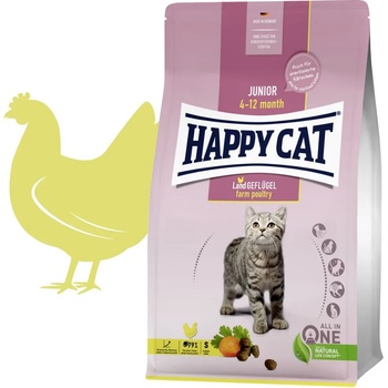 Happy Cat Junior Land Птица 1, 3 кг