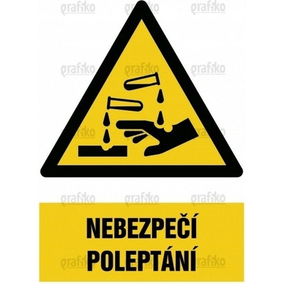 Grafiko | Pozor žíravina - Text obrázku Nebezpečí poleptání, Materiál Samolepící PVC folie, Rozměr 297x210mm