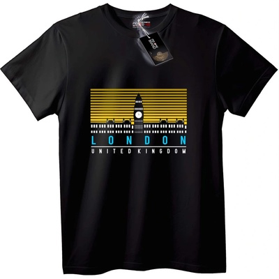 Тениска London UK Сити - 2XL, Black