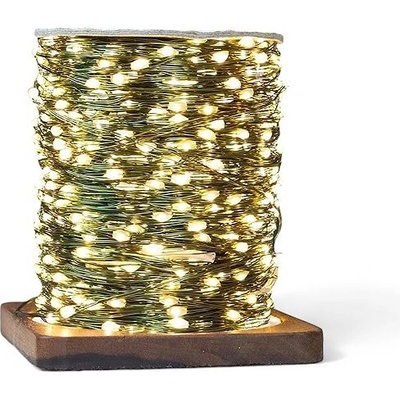 senzanakupy Venkovní mikro řetěz 50 m 500LED, 8 programů, zelený kabel, teplá bílá