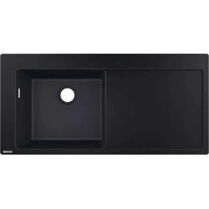 Hansgrohe S51 SilicaTec композитна мивка графит черно лява 105x51 см (43330170) Мивка за вграждане
