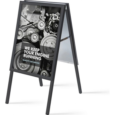 Jansen Display Reklamní áčko 700 x 1000 mm (B1), ostrý roh, profil 32mm, plechová záda, černé