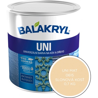 Balakryl UNI Mat na kov a drevo 0,7 kg - 0615 slonová kosť