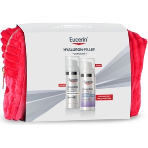 Eucerin Hyaluron-Filler + Longevity Комплект - Дневен и Нощен крем, 50 + 50 ml + Несесер