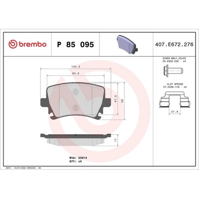 Sada brzdových destiček BREMBO P85095