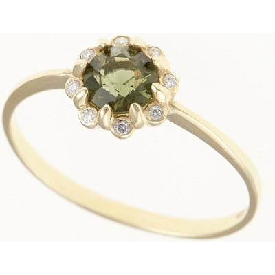 My Moldavite Zlatý prsten s vltavínem a brilianty AUVD3125WG