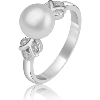 Meucci Stříbrný prsten s perlou a ozdobou ze zirkonů SP104R