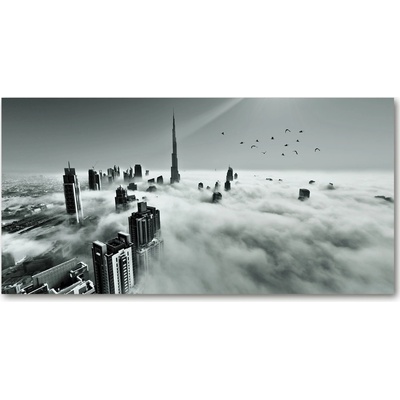 Foto obraz sklo tvrzené Hmla nad Dubajom 100x50 cm