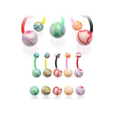 Šperky eshop piercing do pupíku barevná koule W33.03 žlutá