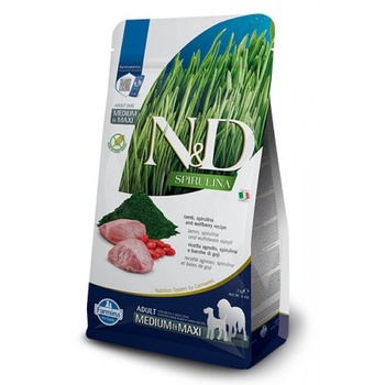 Farmina N&d dog grain free spirulina lamb & wolfberry adult medium & maxi - пълноценна храна, за пораснали кучета от средни и едри породи, над 1 година, с агнешко, спирулина и годжи бери - 7 кг, pnd0700083