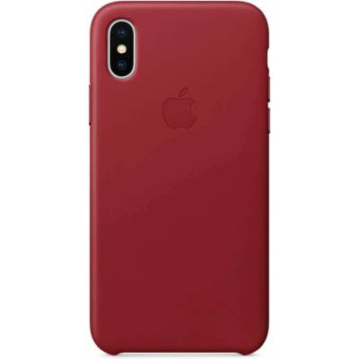 Apple iPhone Leather Case - оригинален кожен кейс (естествена кожа) за iPhone X (червен)