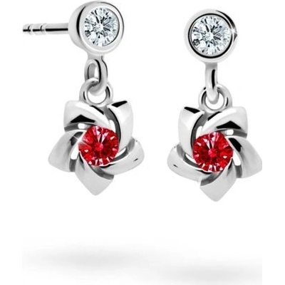 Danfil dětské náušnice C2201 z bílého zlata s kamínkem Ruby Dark zapínání balónek
