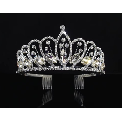 B-Top vysoká korunka do vlasů diadém s krystaly Queen stříbrná – Zboží Mobilmania