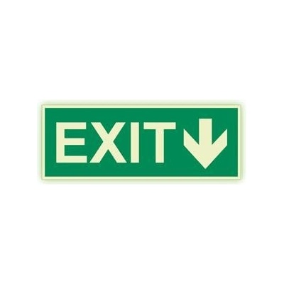 EXIT se šipkou - fotoluminiscenční tabulka, plast 1 mm 300x120 mm