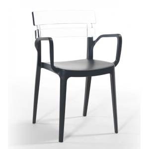 Mira-N NOVUSSI-Стол с подлакътник BERMUDA 51x46xh81 см АНТРАЦИТ/ЧЕРЕН (NVS006) (0142424)
