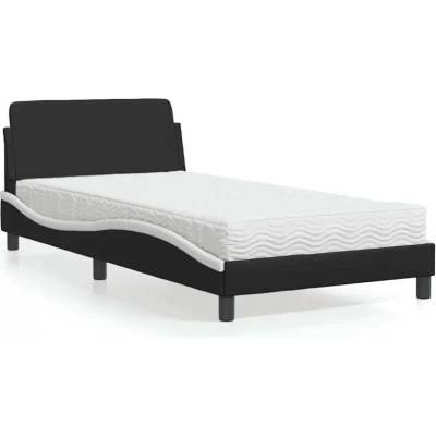vidaXL 11461.3208362 Postel s matrací Dover černá a bílá umělá kůže