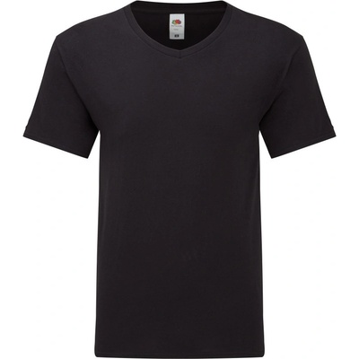 Fruit of the Loom tričko Iconic 150 V-Neck T výstřihem do V krátký rukáv pánský černé