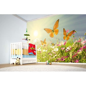 DIMEX ART s. r. o Самозалепваща се флизелинова фототапета поле с пеперуди 375 x 250 см