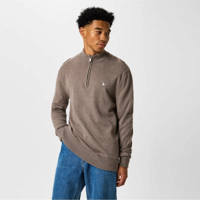 Jack Wills Пуловер Jack Wills Funnel Neck Half Zip Jumper - Brown Marl