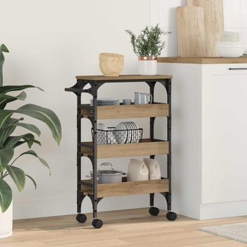 vidaXL Кухненска количка Дъб 53 x 20 x 76 см Инженерно дърво (883023)
