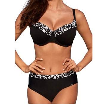 Дамски бански в черно с бели орнаменти - чашка b