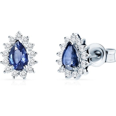 SAVICKI Обеци капки Savicki: бяло злато, сини сапфири, диаманти