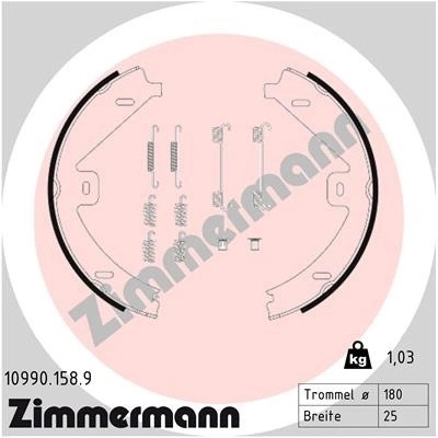 ZIMMERMANN Sada brzdových čelistí, parkovací brzda 10990.158.9