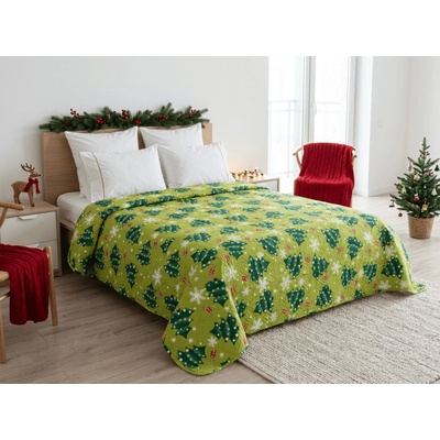 Textilomanie Přehoz na postel CHRISTMAS TREE, zelený 170 x 210 cm
