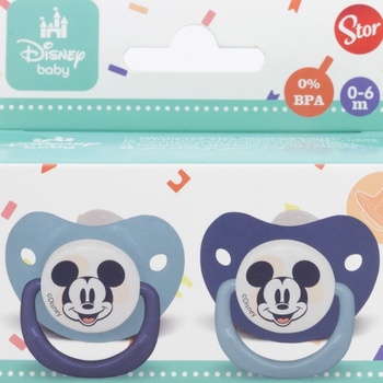 Stor Силиконови залъгалки Stor - Mickey Mouse Full Of Smiles, 0-6 м, 2 броя (10469)