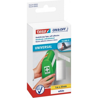 Tesa Samolepicí suchý zip, bílý, obě strany, 1m x 20mm (55224-00003-02)