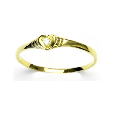 Čištín zlatý s čirým zirkonem žluté zlato srdíčko T 1483