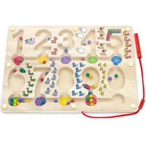 Viga Toys Дървен магнитен лабиринт от цифри, Viga (50180)