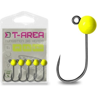 Delphin Jigová Hlavička T-AREA BL Wolframový Jig Fluo Žltý 5 ks - #4 / 2,2 g / 6,4 mm