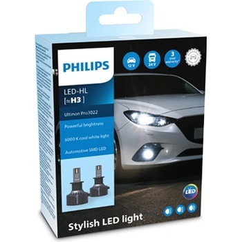 Philips Крушка, LED, фар за дълги светлини PHILIPS H3, 12/24V, 19W, 6000K, 1600lm, 2 бр