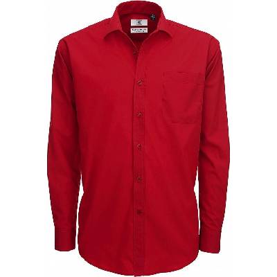 B&C Inspired pánska košeľa s dlhými rukávmi Smart LSL/men tmavo červená