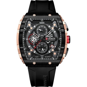 Curren Мъжки часовник Curren Marv, Хронограф, Силиконова каишка, Черен (CURREN-8442-BLACK)