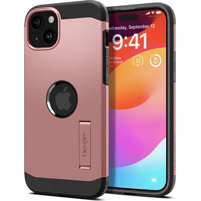 Spigen Tough Armor MagSafe Case - хибриден кейс с най-висока степен на защита с MagSafe за iPhone 15 (розов)