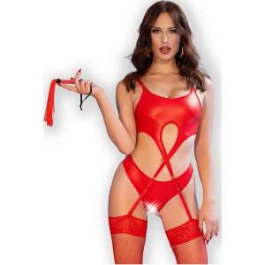  Сет, топ, прашки, чорапи и флогър, размер S - CR 4625 Red (D-239689)