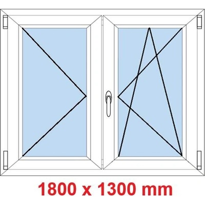 Soft Dvoukřídlé plastové okno 1800 x 1300 mm O+OS Antracit struktura/bílá
