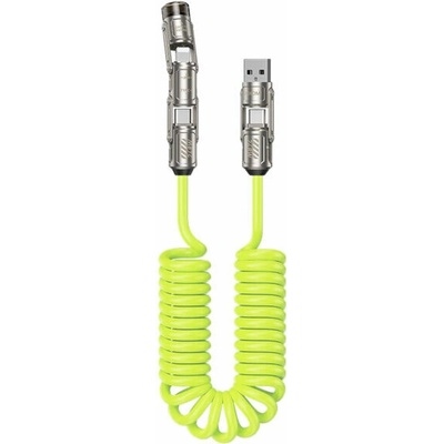 Wekome WDC-80 2v1 spirálový nabíjecí a datový USB-C / USB-A na USB-C / Lightning 1,8m neonově zelený