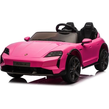 Porsche Taycan Turbo S 24V - Детска акумулаторна кола, Розова, 2 места, EVA гуми, Кожена седалка (BDM0988-pink)