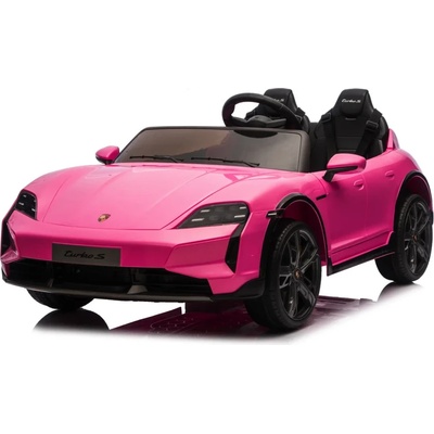 Porsche Taycan Turbo S 24V - Детска акумулаторна кола, Розова, 2 места, EVA гуми, Кожена седалка (BDM0988-pink)